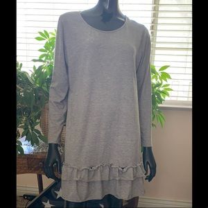 “MIYANG” Grey Ruffled Dress  Size XL